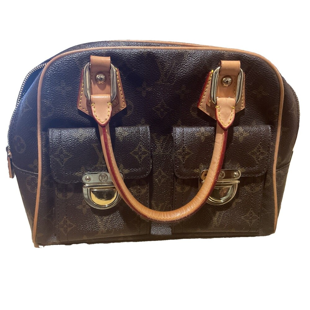 Louis Vuitton Manhattan Top Handle Bag PM Brown Canvas